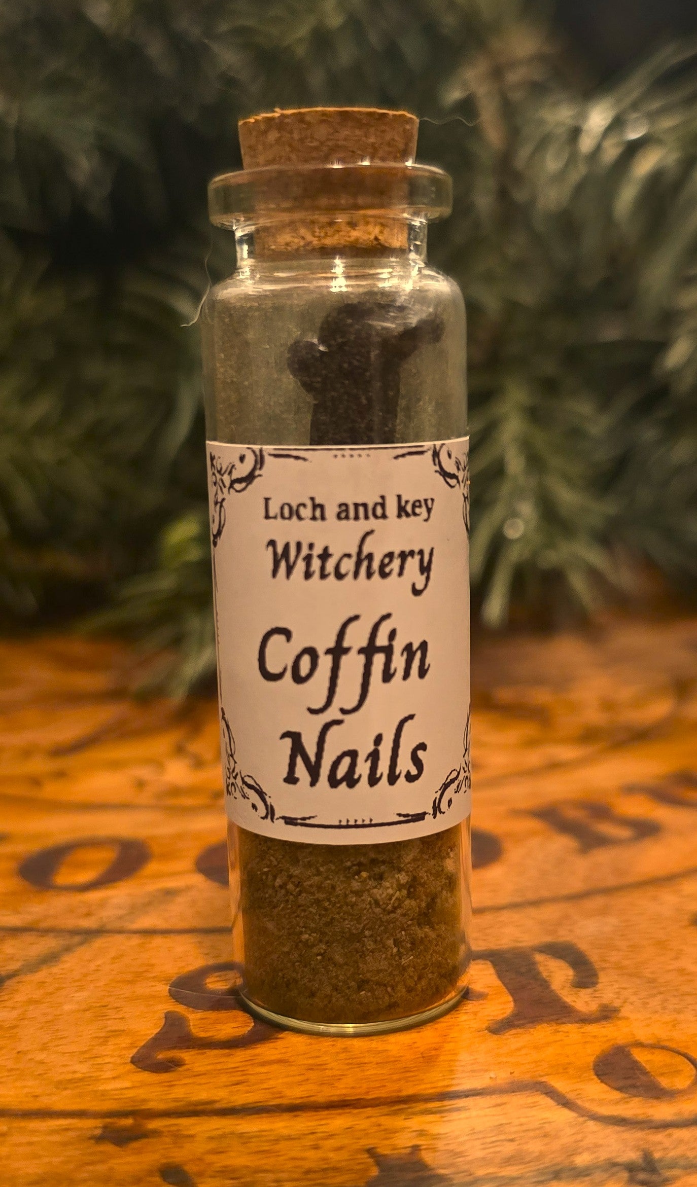 Coffin Nails with graveyard dirt and dust
