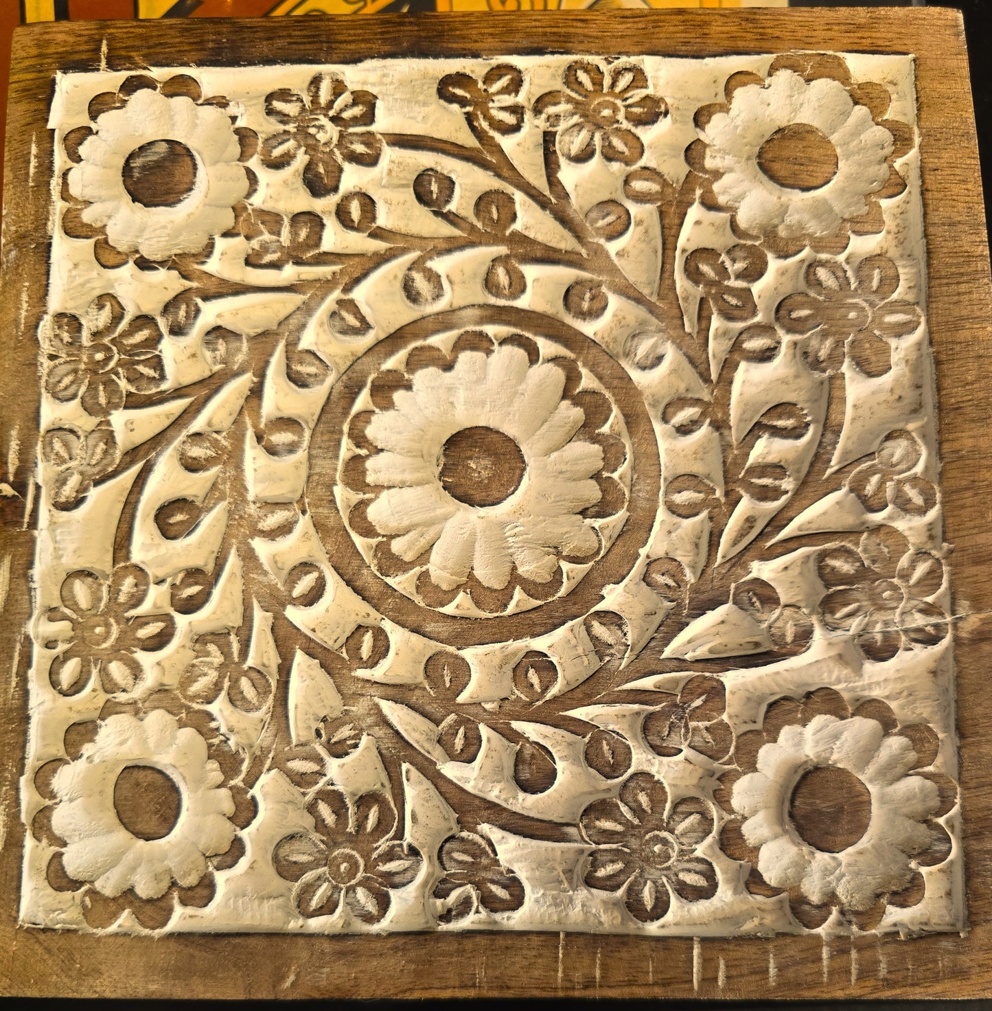 Hand-Carved Floral Wooden Ritual Box