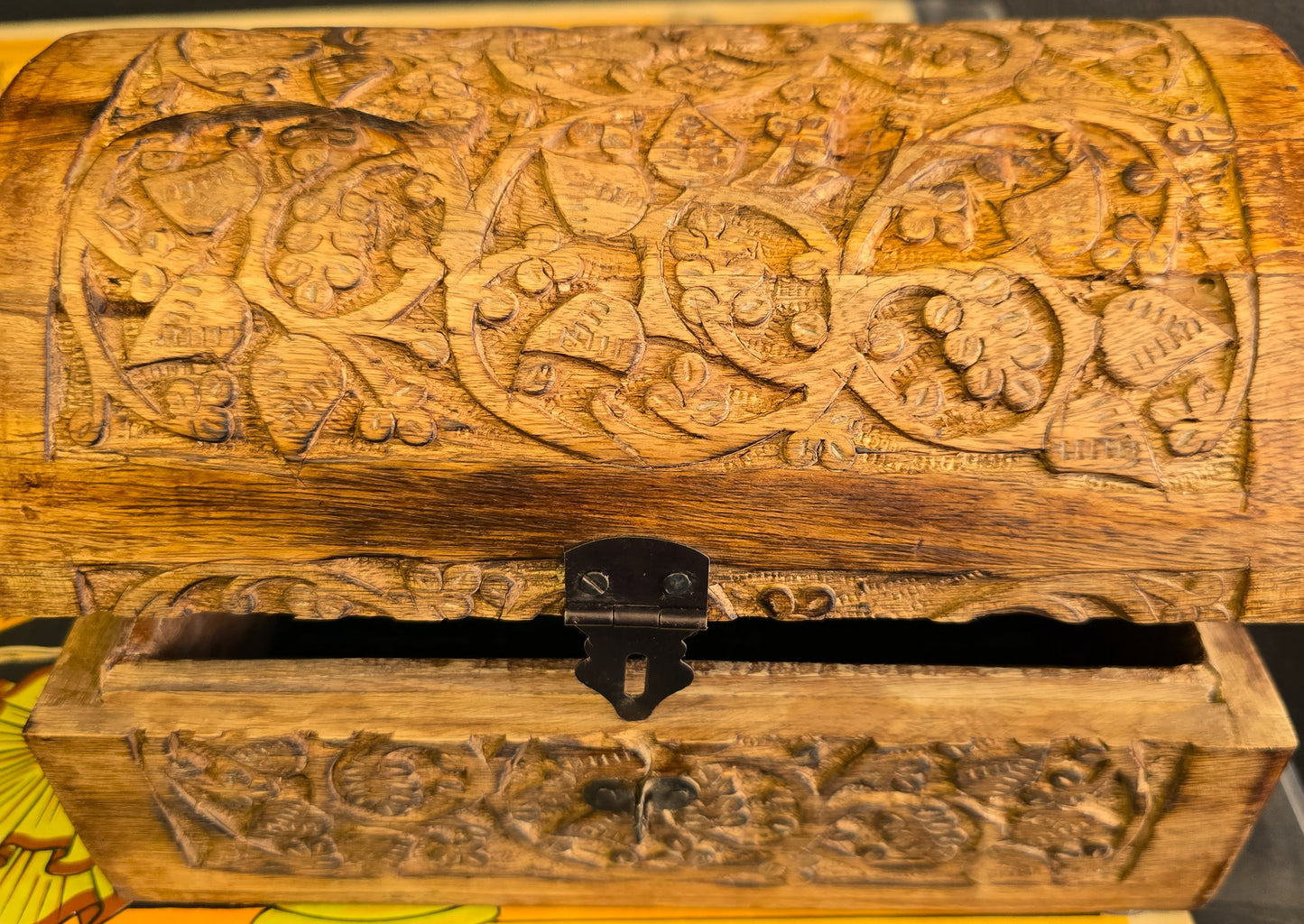 Hand-Carved Wooden Ritual Chest