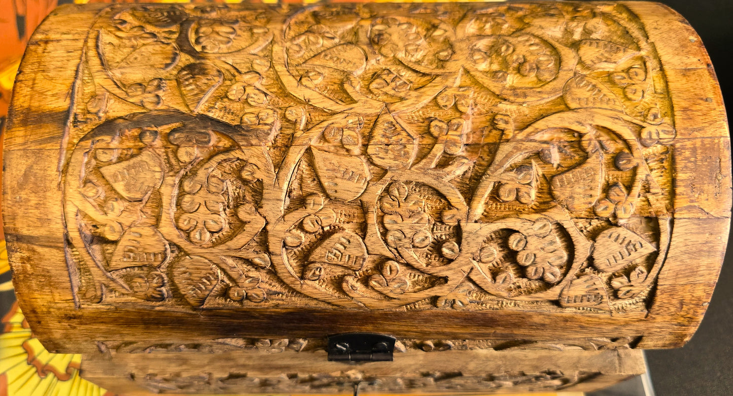 Hand-Carved Wooden Ritual Chest